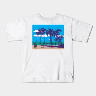 Waikiki Beach in Honolulu Hawaii WPA Poster Art Kids T-Shirt